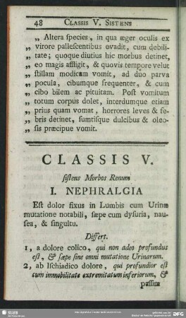 Classis V. Sistens Morbos Renum