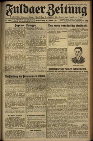 Erste Ausgabe vom Donnerstag, den 04. Oktober 1934.