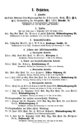 I. Behörden. - VII. Königliche Gesellschaft der Wissenschaften.