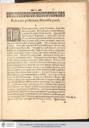 Resutatio posterioris Mantissae partis