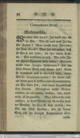 Neunzehnter Brief. Mademoiselle, ...