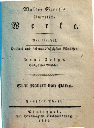 Graf Robert von Paris : Aus dem Engl., 5