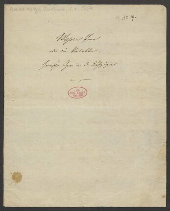 "Wilhelm Penn oder die Verlobten. Heroische Oper in 3 Aufzügen". Text