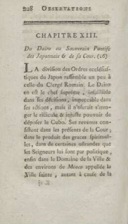 Chapitre XIII. Du Dairo ou souverain pontife des japonnais & de sa cour