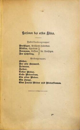 Die Weber : (Übertragung) Schauspiel aus den vierziger Jahren