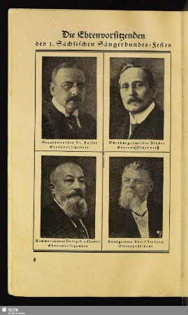 Die Ehrenvorsitzenden des 1. Sächsischen Sängerbundes-Festes