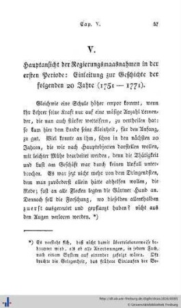 V. Hauptansicht der Regierungsmaasnahmen in der ersten Periode