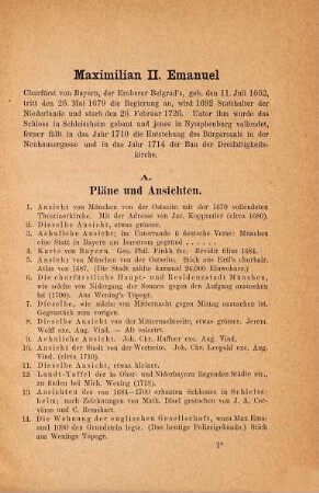 Historische Ausstellung der Stadt München, veranstaltet aus der Maillinger-Sammlung, 3. Serie. Die Regierungszeit der Churfürsten Max Emmanuel's und Karl Albrecht's nachmaligen Kaisers Karl VII. : 1680 - 1745