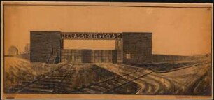 Kabelwerk Dr. Cassirer, Berlin-Spandau: Perspektivische Ansicht eines Eingangsbaues Nr. 10