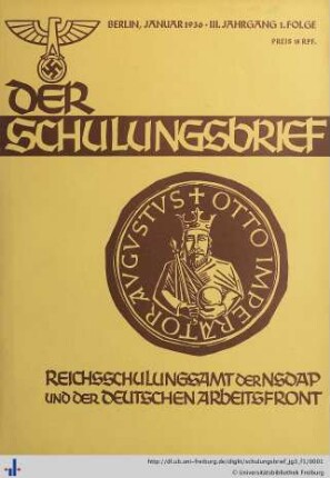 III. Jahrgang, Folge 1: Der Schulungsbrief