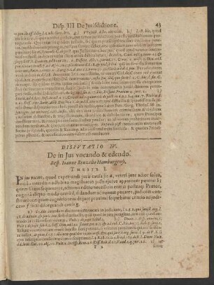 Disputatio IV. De in Ius vocando & edendo