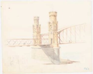 Thorn-Insterburger Eisenbahn. Weichselbrücke, Thorn: Perspektivische Ansicht