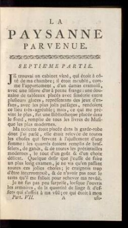 La Paysanne Parvenue. Septieme Partie
