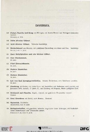 Diverses (Nr. 147-166)