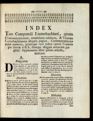 Index Tam Compendii Lauterbachiani, ...