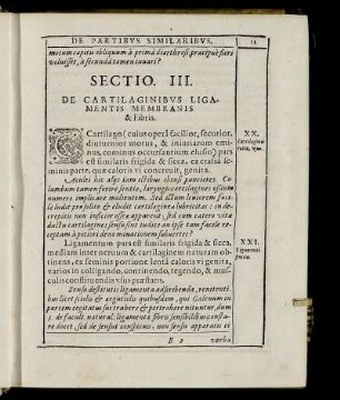 Sectio III. De Cartilaginibus Ligamentis Membranis & Fibris.