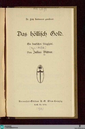 Das höllisch Gold : dein deutsches Singspiel