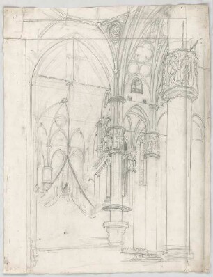 Bauernfeind, Gustav; Italien; Österreich; Schweiz; Studien- und Reiseskizzen - Dom in Mailand - Innenraum (Perspektive)