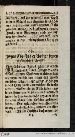69. Jesus Christus erscheinet denen versambleten Apostlen