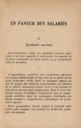 IX Syndicats ouvriers