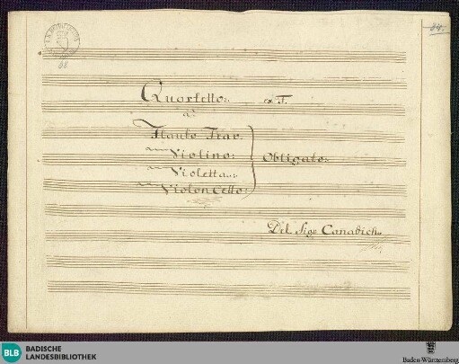 Quartets - Mus. Hs. 68 : fl, vl, violetta, vlc; F; DTB 16 F1