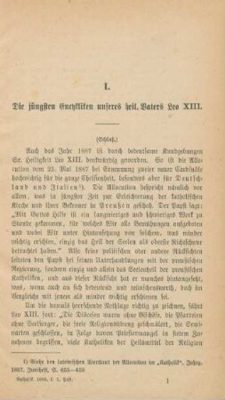 1-22 Die jüngsten Encykliken unseres heiligen Vaters Leo XIII. : Schluß
