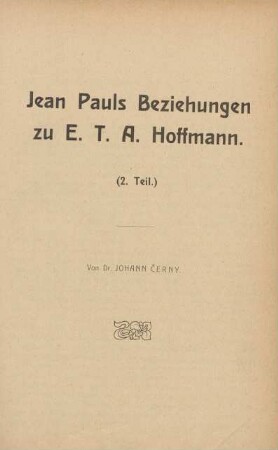 Jean Pauls Beziehungen zu E.T.A. Hoffmann (2. Teil)