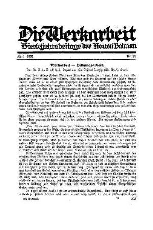 Werkarbeit - Bildungsarbeit