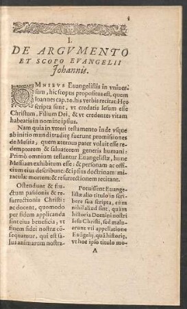 I. De Argumento Et Scopo Evangelii Iohannis.