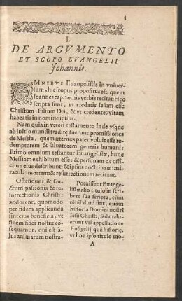 I. De Argumento Et Scopo Evangelii Iohannis.