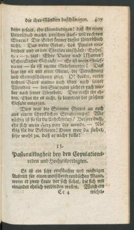 13. Pastoralklugheit bey den Copulationsreden und Hochzeitpredigten