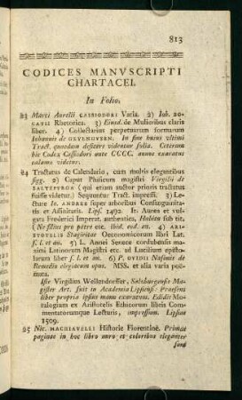 Codices Manuscripti et Chartacei