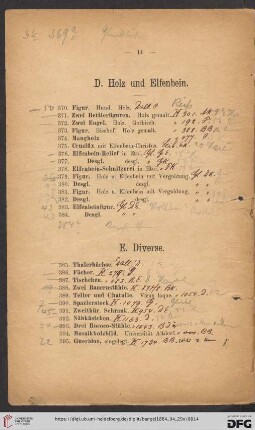 D. Holz und Elfenbein (Nr. 370 - 384)