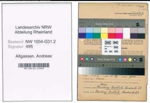Entnazifizierung Andreas Altgassen , geb. 05.10.1895 (Gastwirt)