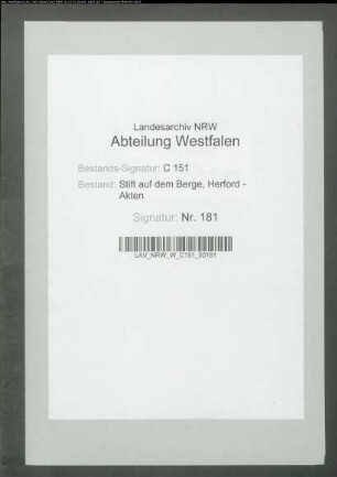 Stift auf dem Berge / Witwe Meier auf dem Berge zu Herford: Sterbfall des Meiers auf dem Berge