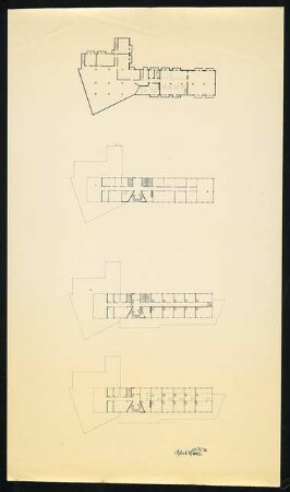 Wohn-Werk-Oberschule, Diplomarbeit, Berlin-Grunewald: Grundrisse Wohngebäude Lehrer 1:100