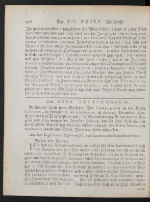 Der XII. Brief. Welcher ist/ Das XXXV. Testimonium.