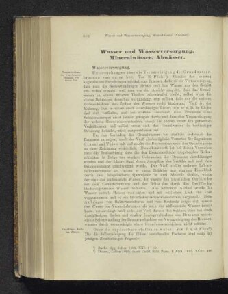 Wasser und Wasserversorgung, Mineralwässer, Abwässer.