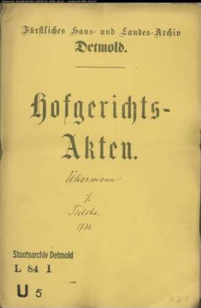 Ückermann, Jobst Wilhelm bei der Bega gegen Joh. Bernd Tielke zu Heiden - Schuldforderung