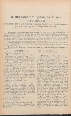 II. Alphabetisches Verzeichniß der Straßen.