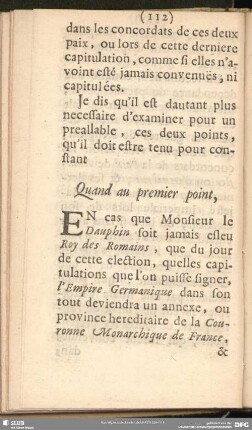 Quand au premier point
