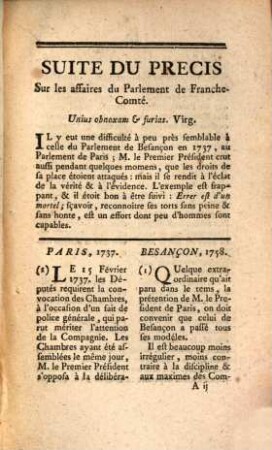 Suite du précis sur les affaires du Parlement de Besançon