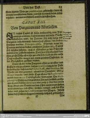 Caput XIII. Von Purgieren und Aderlassen