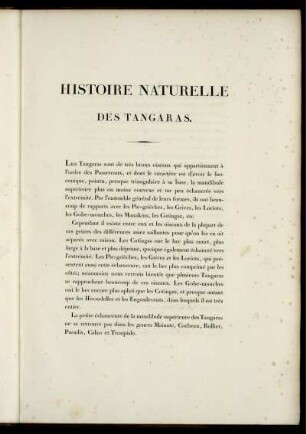 Histoire Naturelle des Tangaras.
