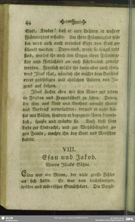 VIII. Esau und Jakob