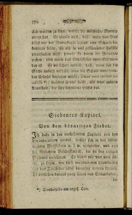 Siebentes Kapitel. Von dem bösartigen Fieber.