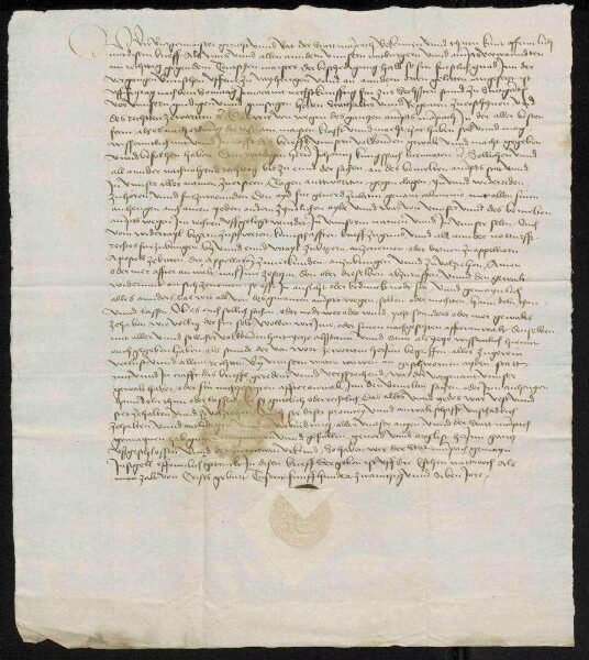Gesiegelte Gewaltbriefe der Städte und Ämter Marbach, Brackenheim, Bottwar, Besigheim, Güglingen, Weinsberg, Neuenstadt, Beilstein und Lauffen gegenüber dem Deutschmeister Walther von Cronberg aus den erlittenen Schädigungen