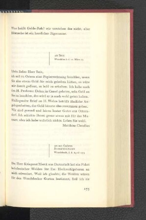An die Gräfin Schimmelmann Wandsbeck, den 8. April 1779