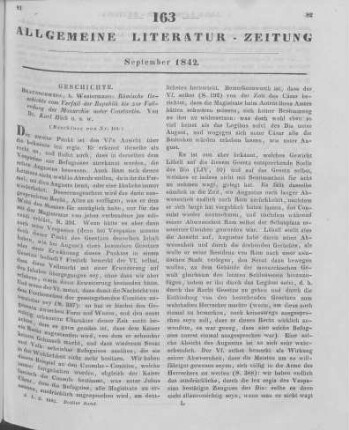 Höck, K.: Römische Geschichte vom Verfall der Republik bis zur Vollendung der Monarchie unter Constantin. Mit vorzüglicher Rücksicht auf Verfassung und Verwaltung des Reichs. Bd. 1. Abt. 1. Braunschweig: Westermann 1841 (Beschluss von Nr. 162.)