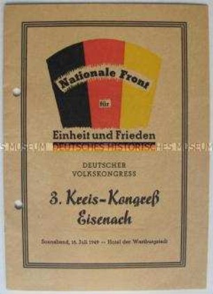 Programmheft zum 3. Kreis-Kongreß der Nationalen Front Eisenach